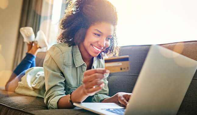 woman paying a bill online