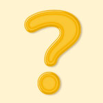 A yellow question mark on a yellow background for a post about what causes yellow teeth