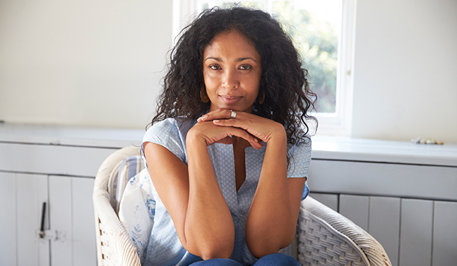 woman slightly smiling