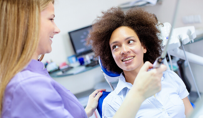 nervous woman at the dentist